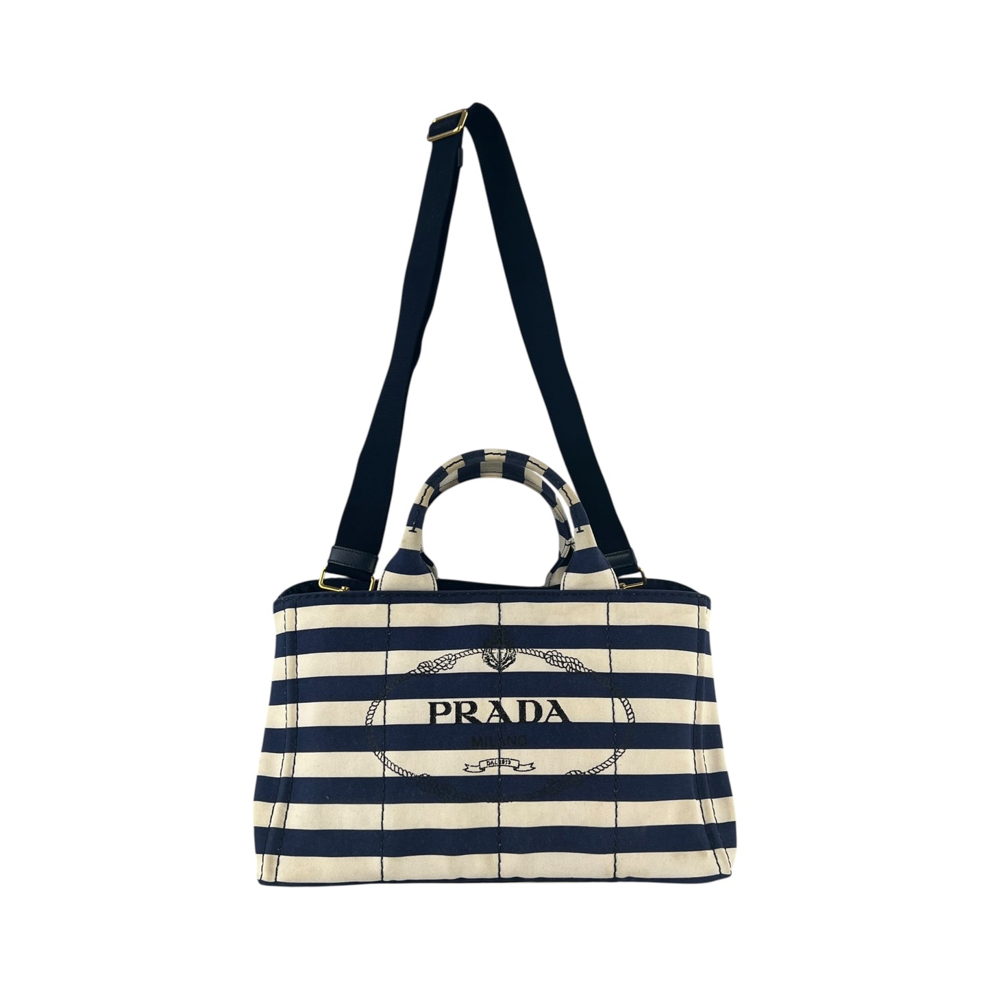 Prada Canapa Striped Tote Bag