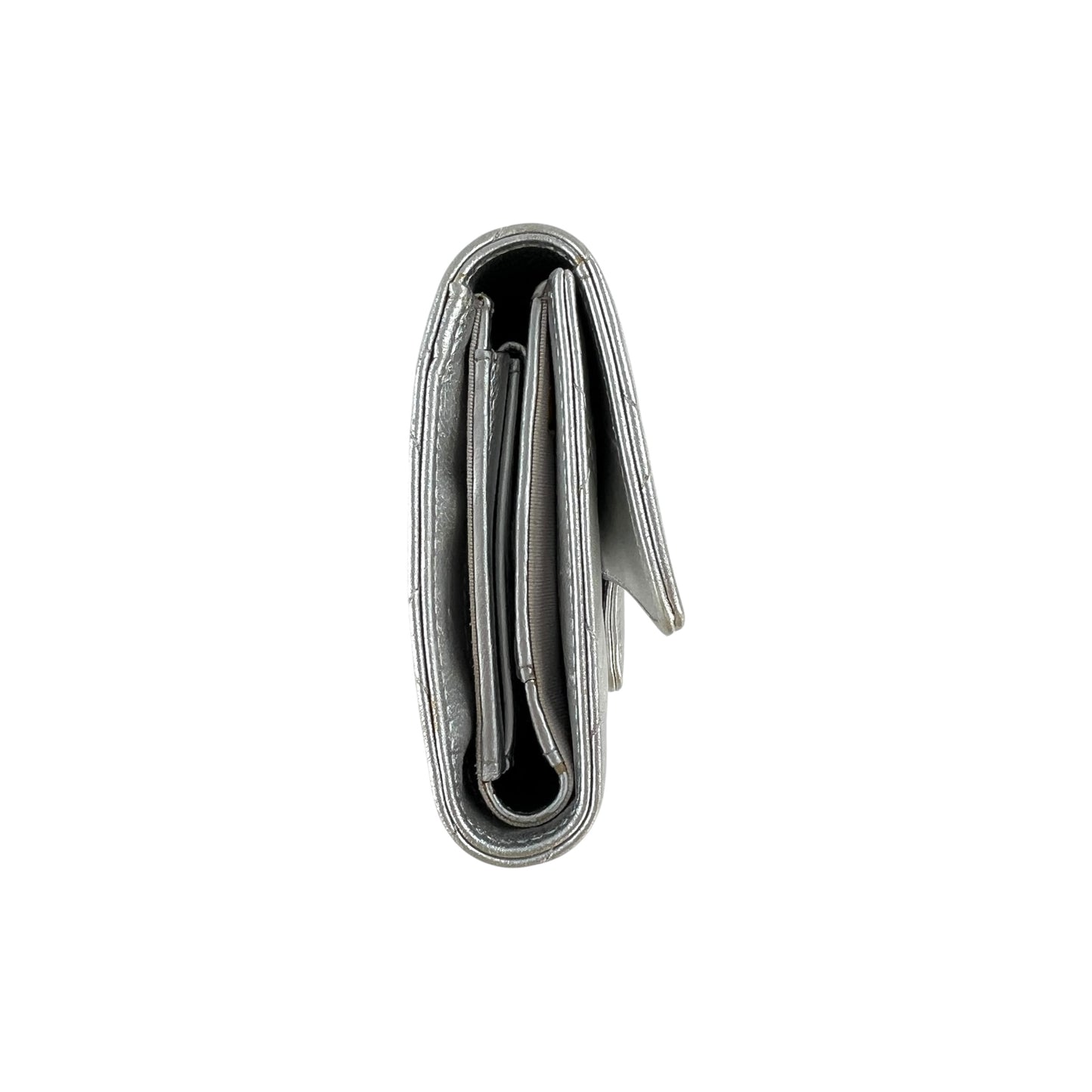 Chanel Matelasse Lambskin Silver Wallet