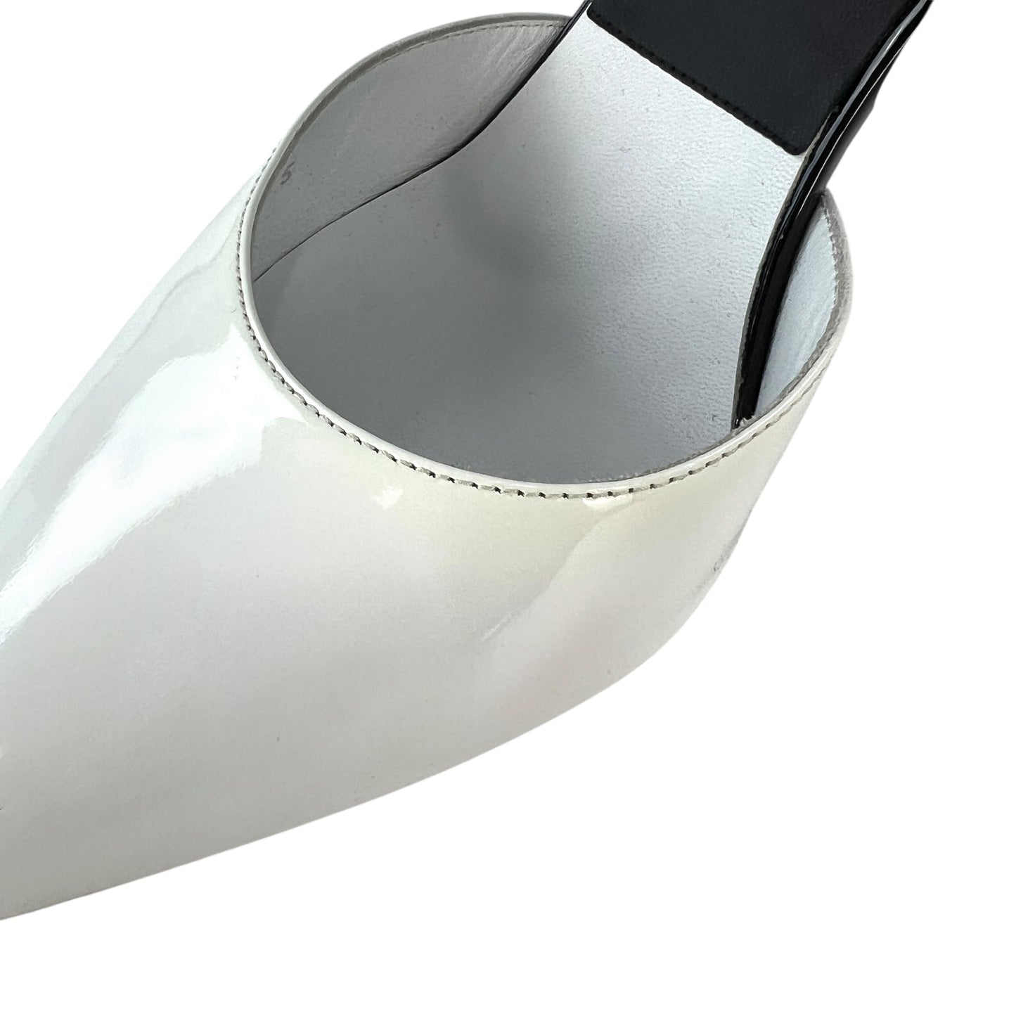 Chanel CC Black & White Patent Leather Pumps