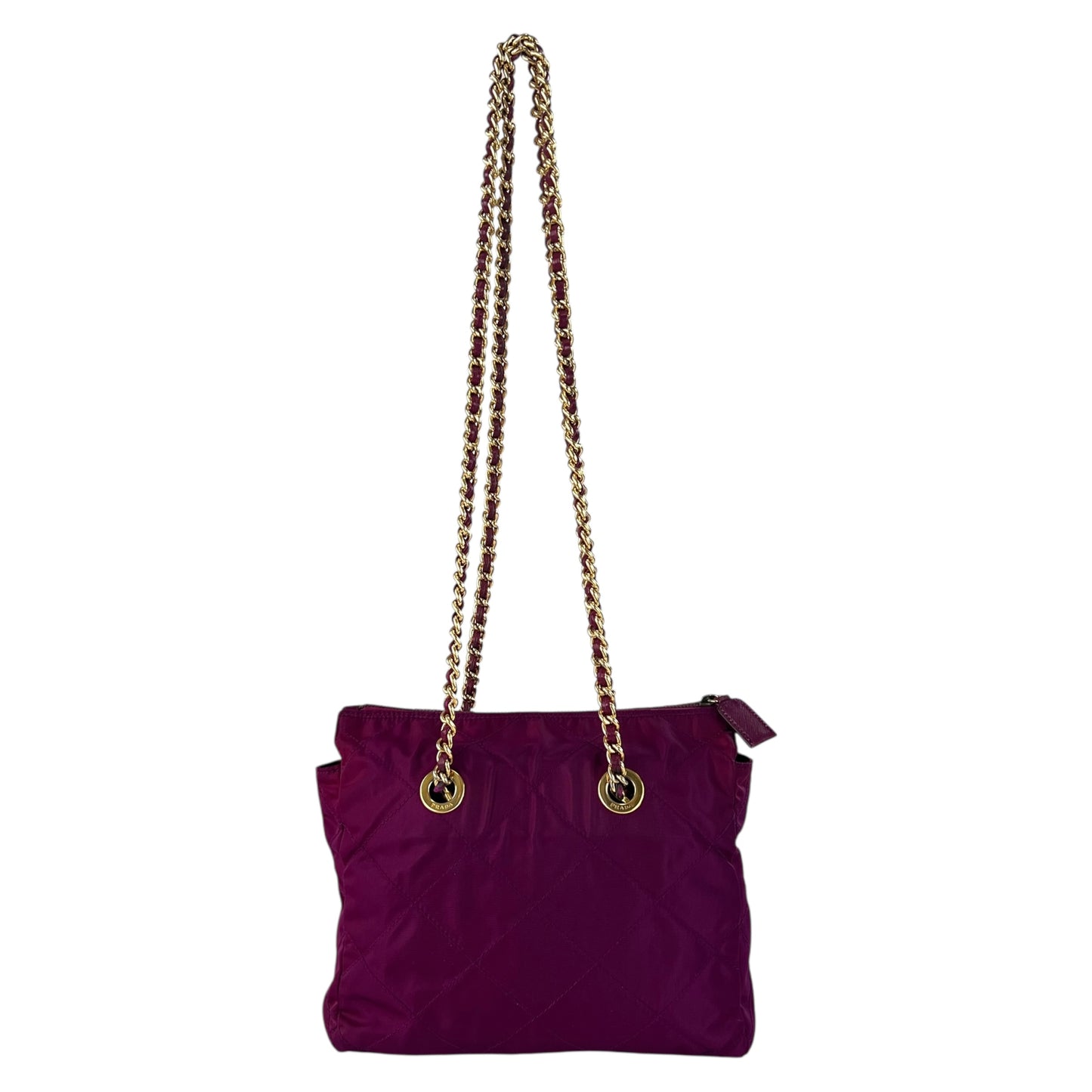 Prada Nylon Stitched Chain Shoulder Bag