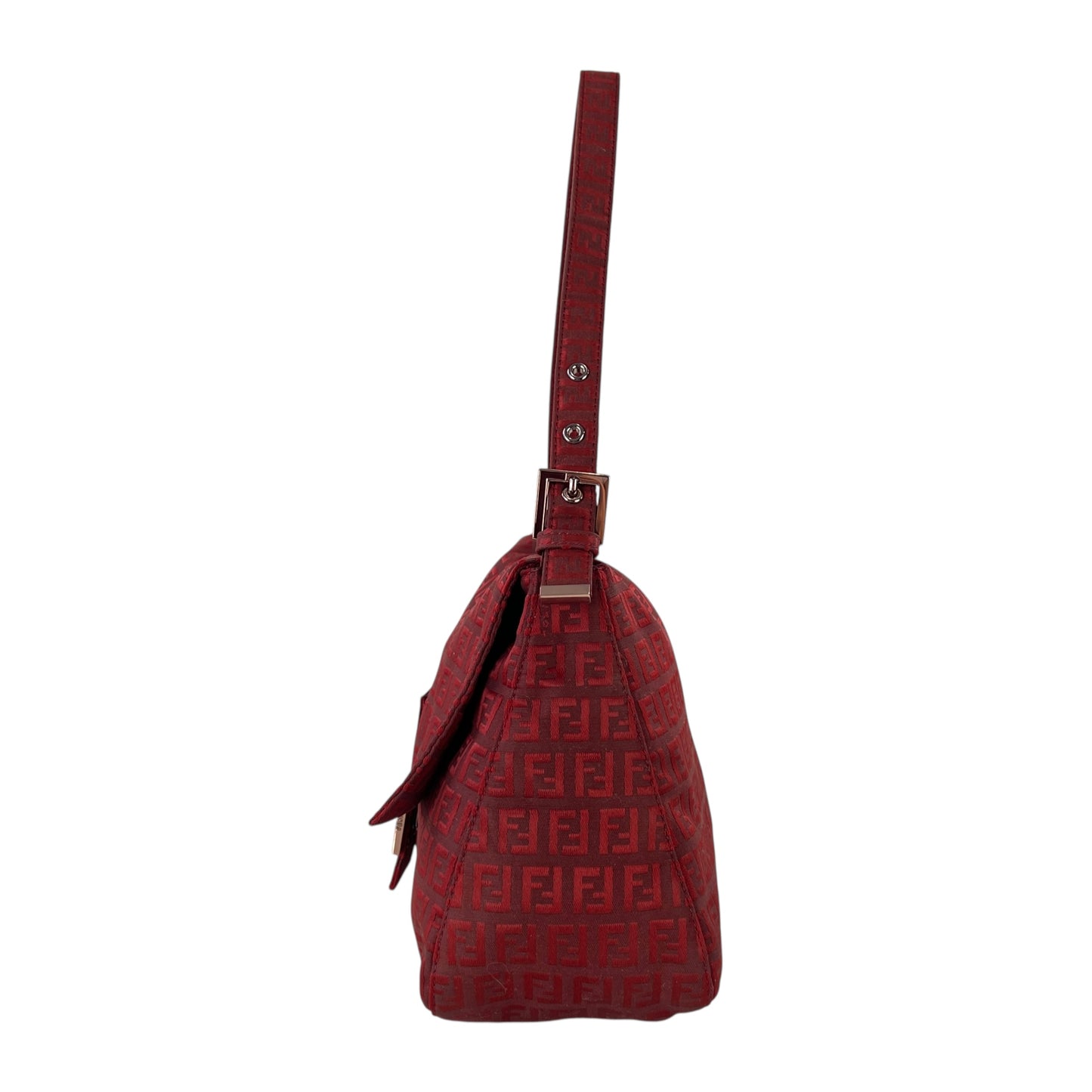 Fendi Zucchino Red Mama Baguette Bag