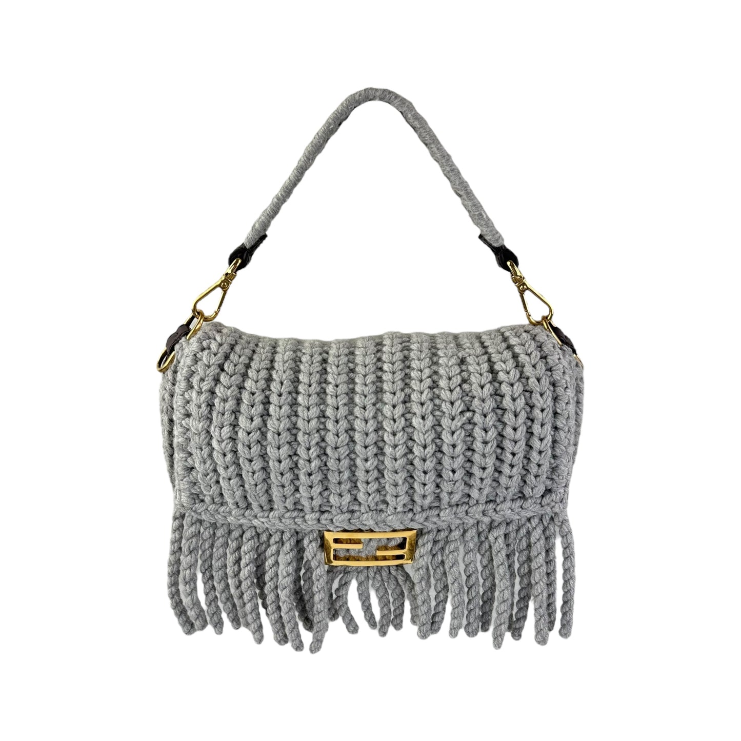 Fendi Knit Fringe Baguette 2-Way Bag