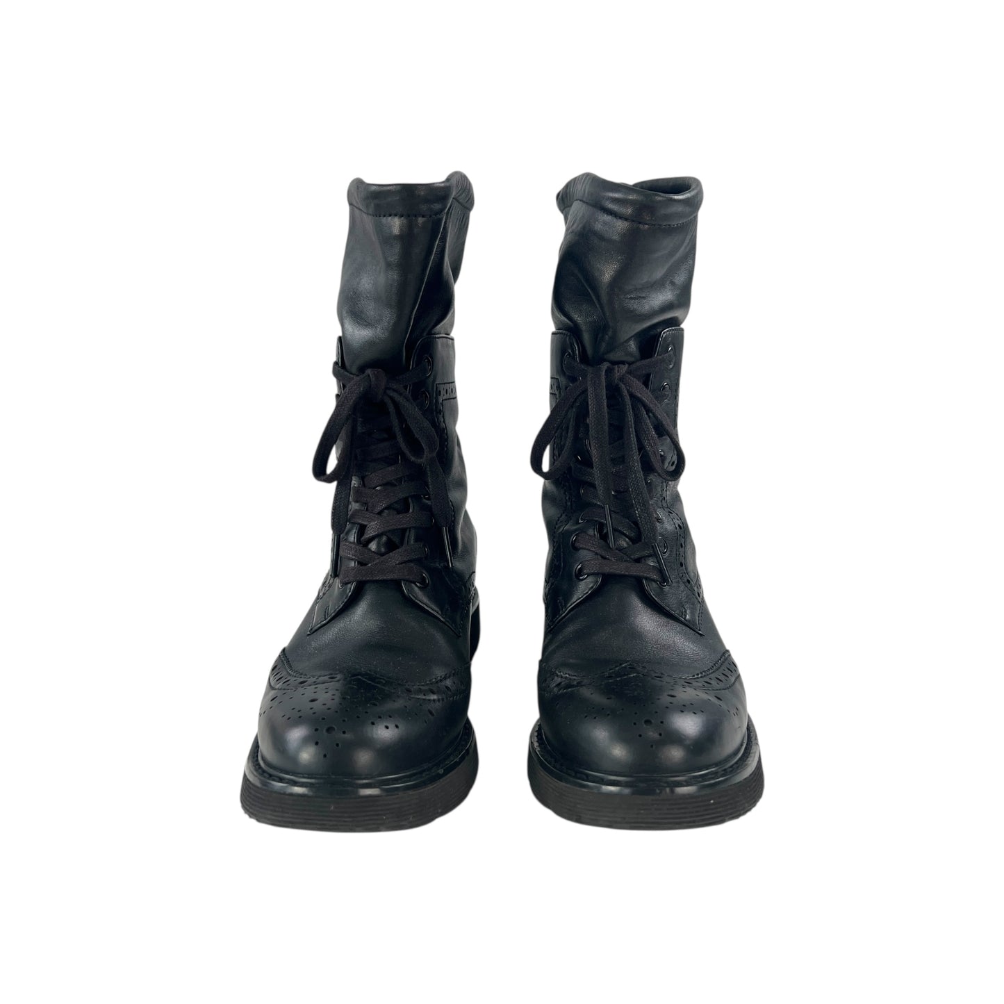 Prada Lambskin Leather Brogue Combat Boots