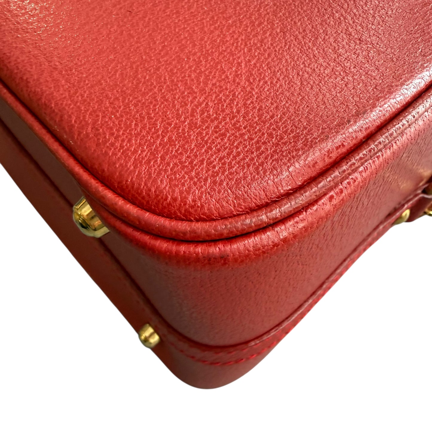 Gucci Calfskin Leather Bamboo Handle Two Way Vanity Bag