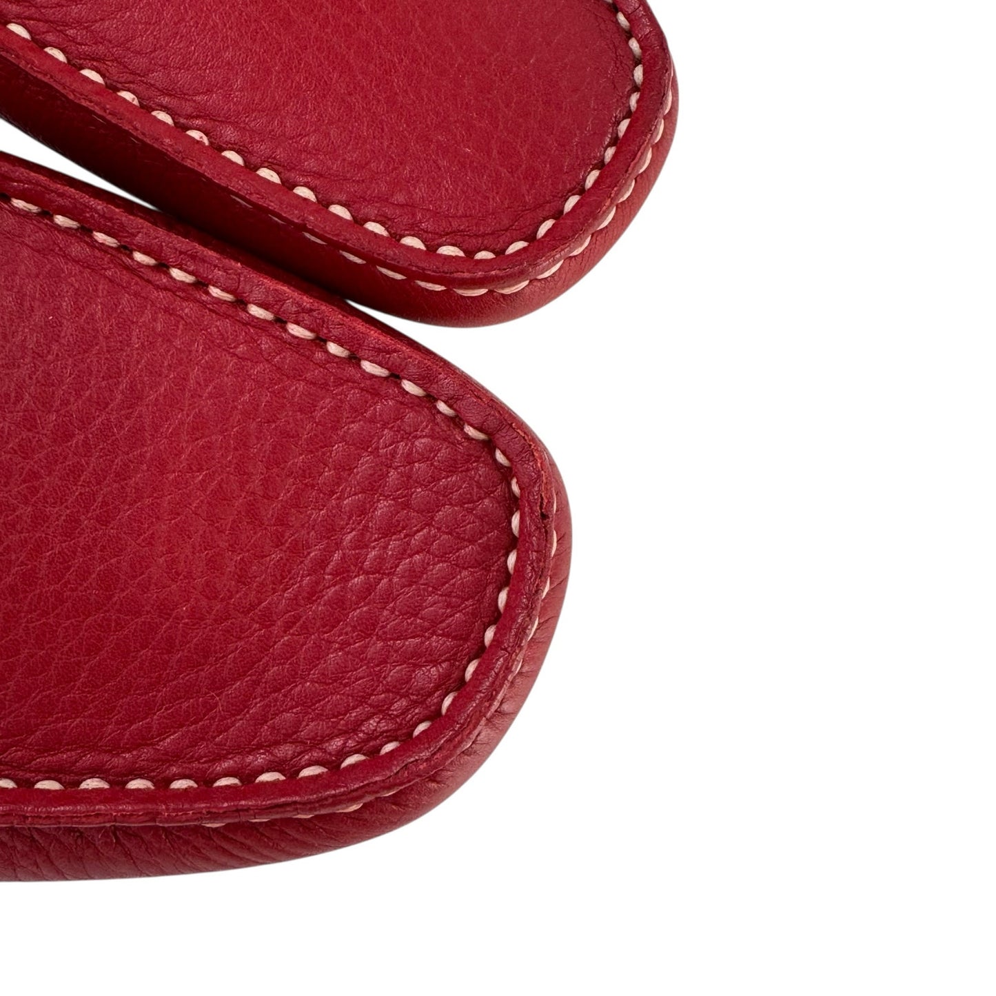 Prada Red Pebbled Leather Loafers