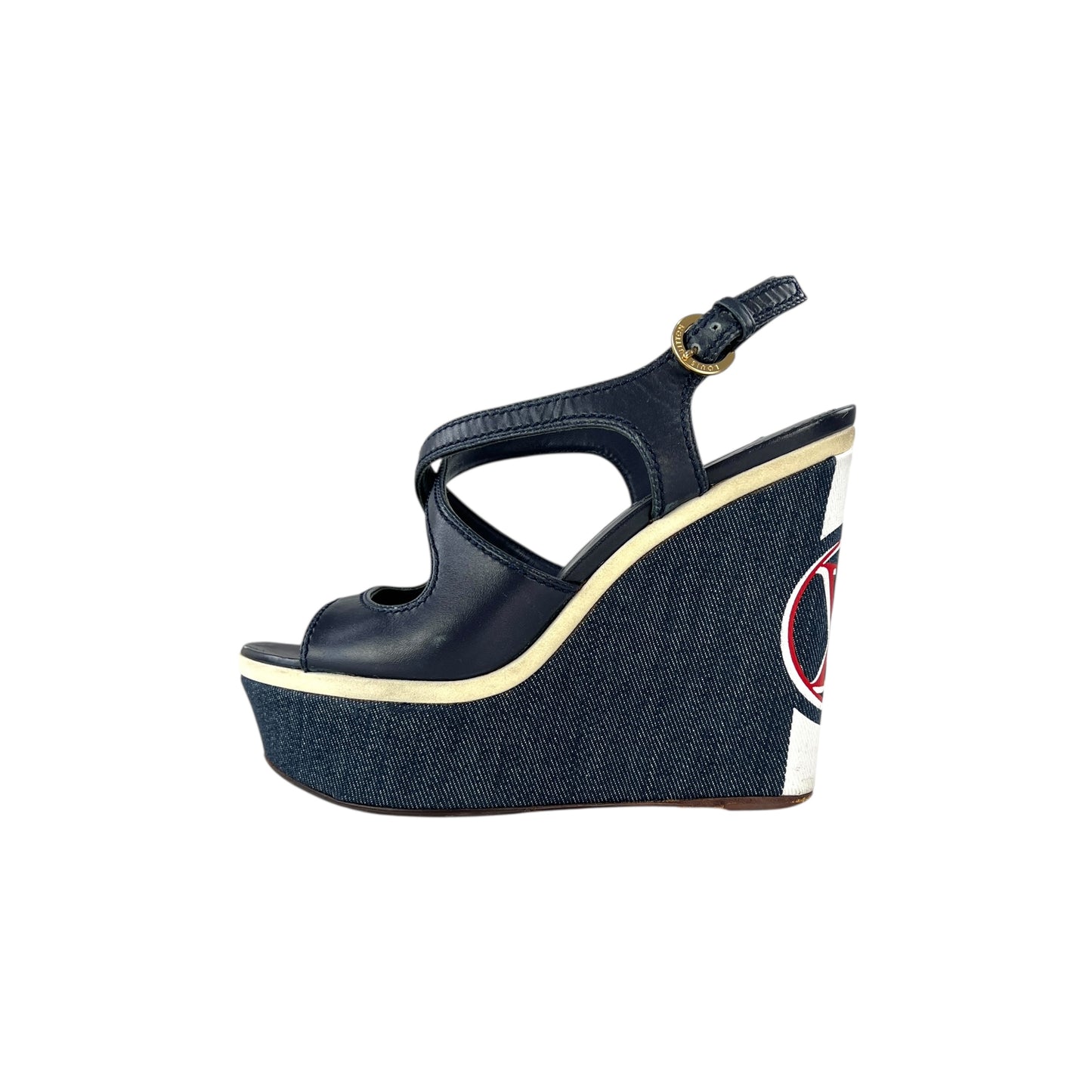 Louis Vuitton Denim Wedge Sandals