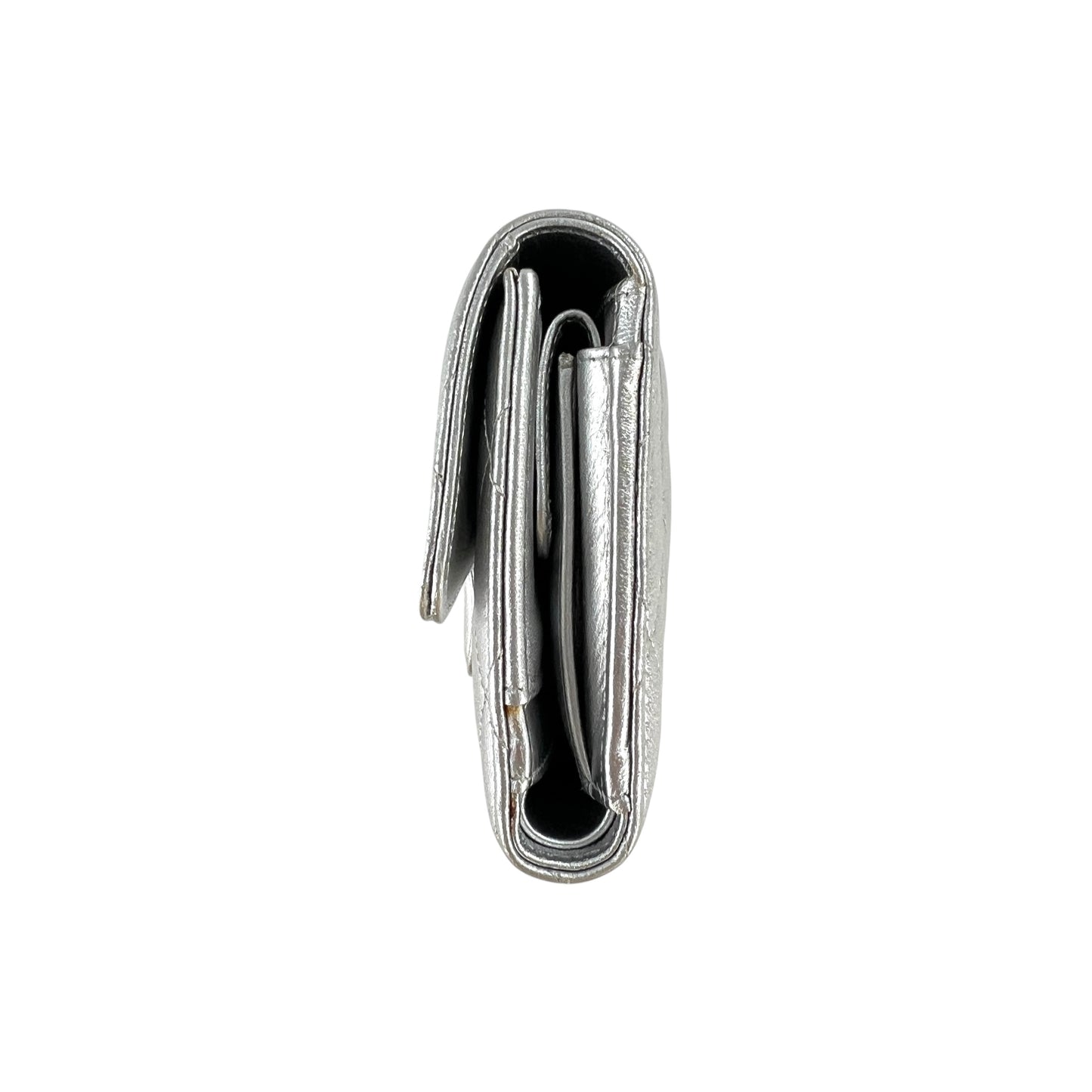 Chanel Matelasse Lambskin Silver Wallet