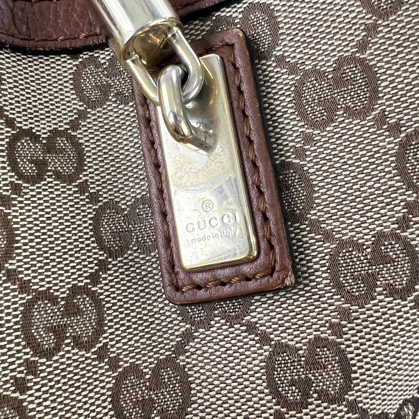 Gucci Monogram Leather Bow Tote Bag
