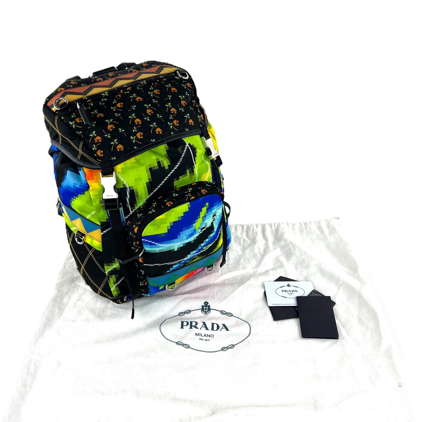 Prada Multicolor Pixel Tessuto Nylon Backpack