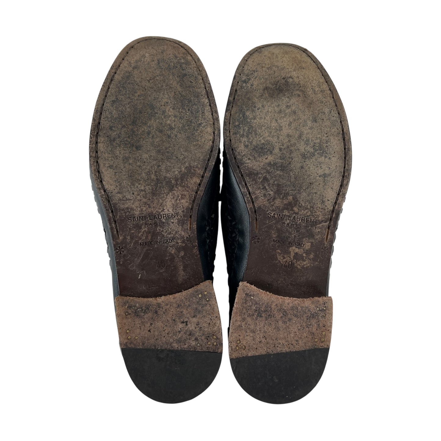Saint Laurent Leather Woven Loafers