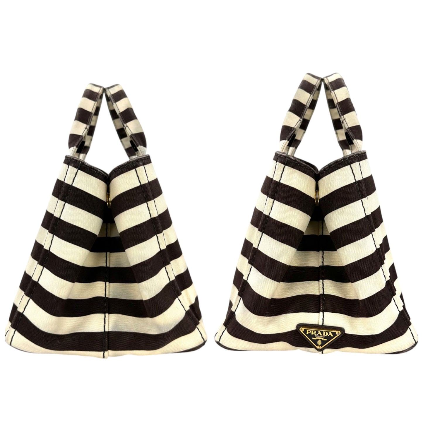 Prada Canapa Striped Two-Way Bag
