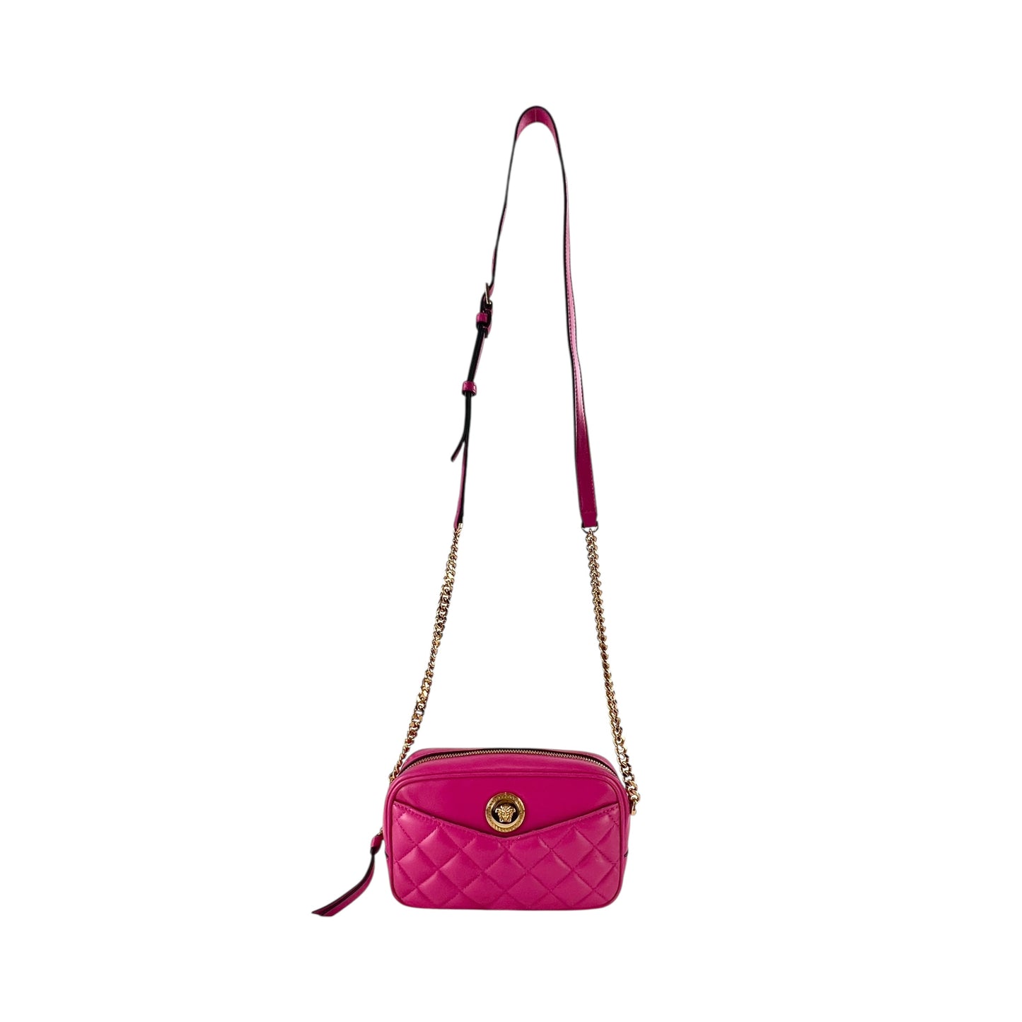 Versace Medusa Pink Quilted Chain Crossbody Bag