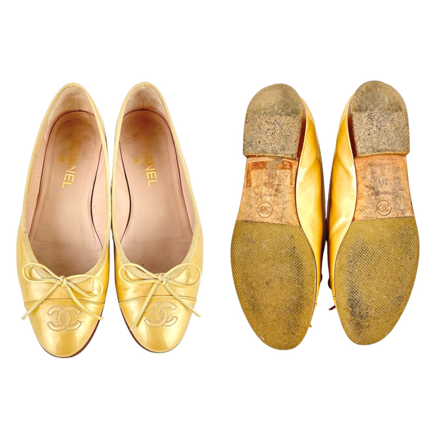 Chanel CC Patent Leather Ballet Flats