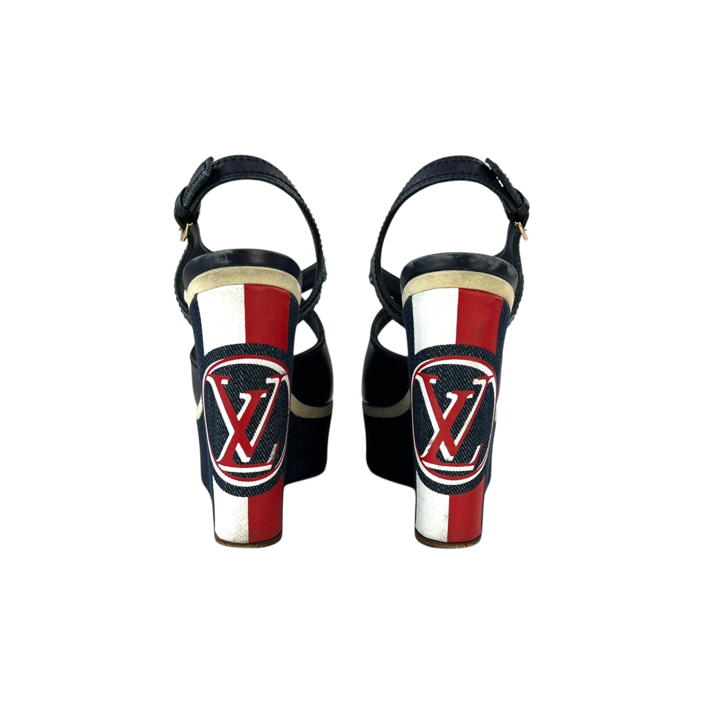 Louis Vuitton Denim Wedge Sandals