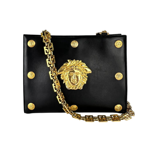 Versace Vintage Medusa Studded Shoulder Bag