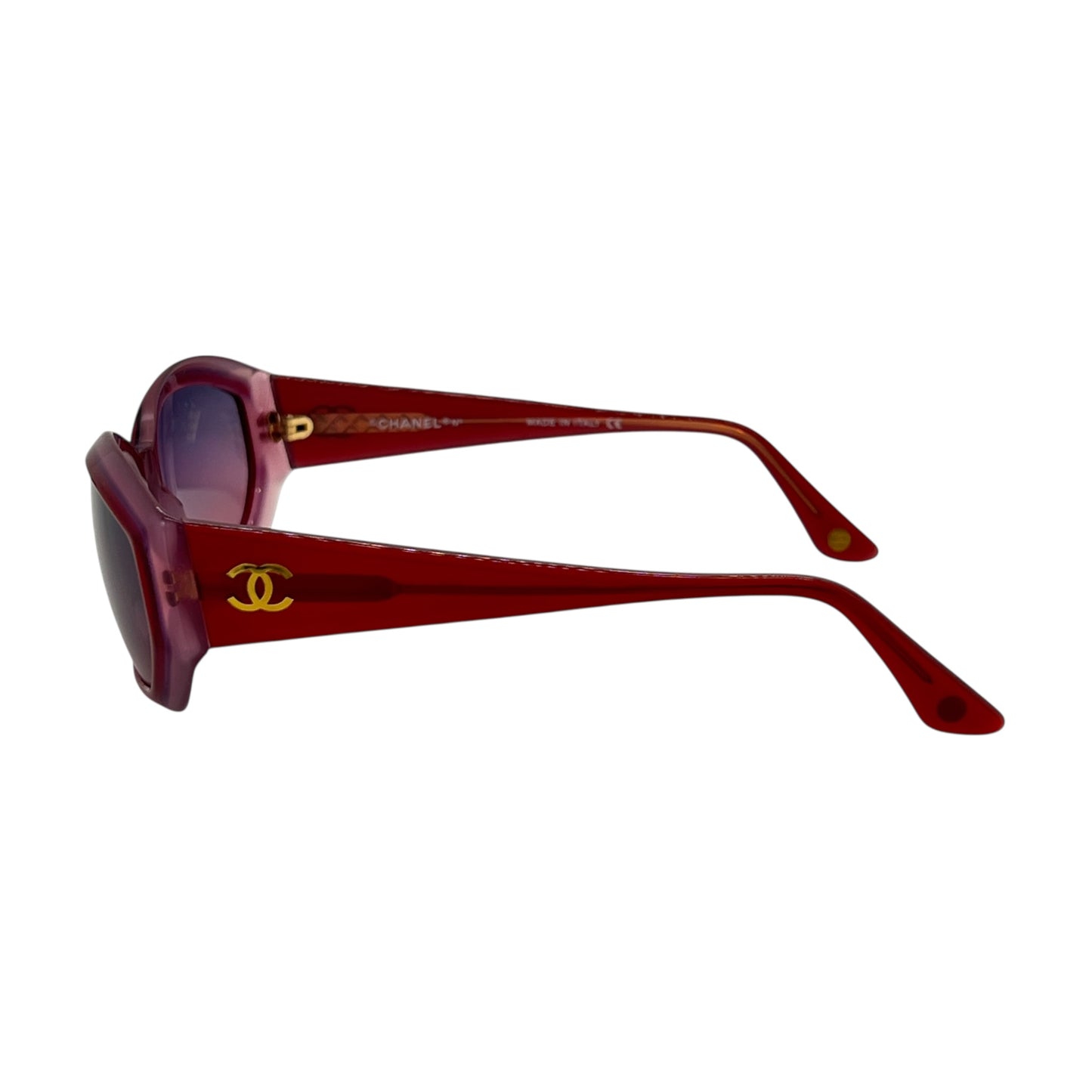 Chanel CC Red Acrylic Sunglasses
