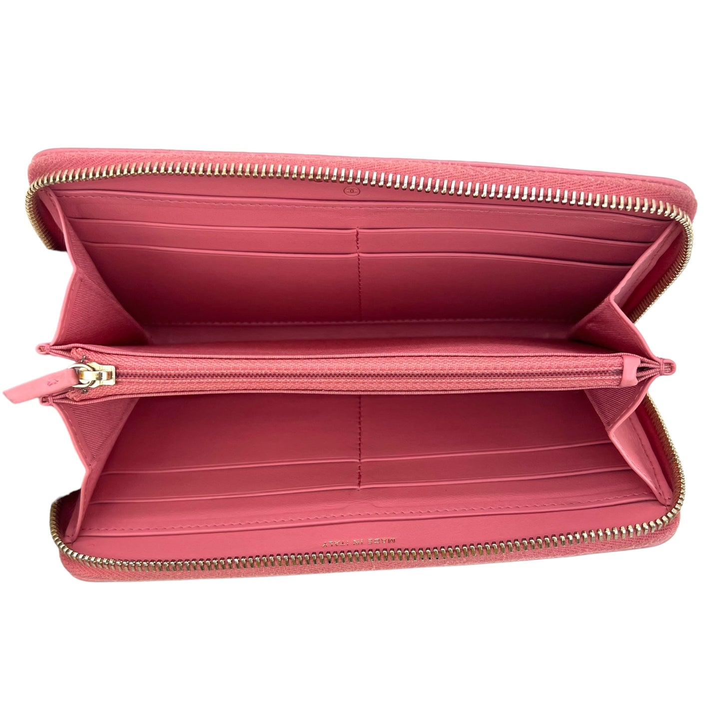 Chanel Camellia Caviar Leather Zip Around Wallet