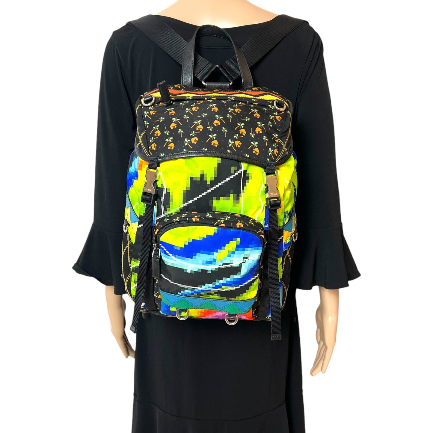 Prada Multicolor Pixel Tessuto Nylon Backpack