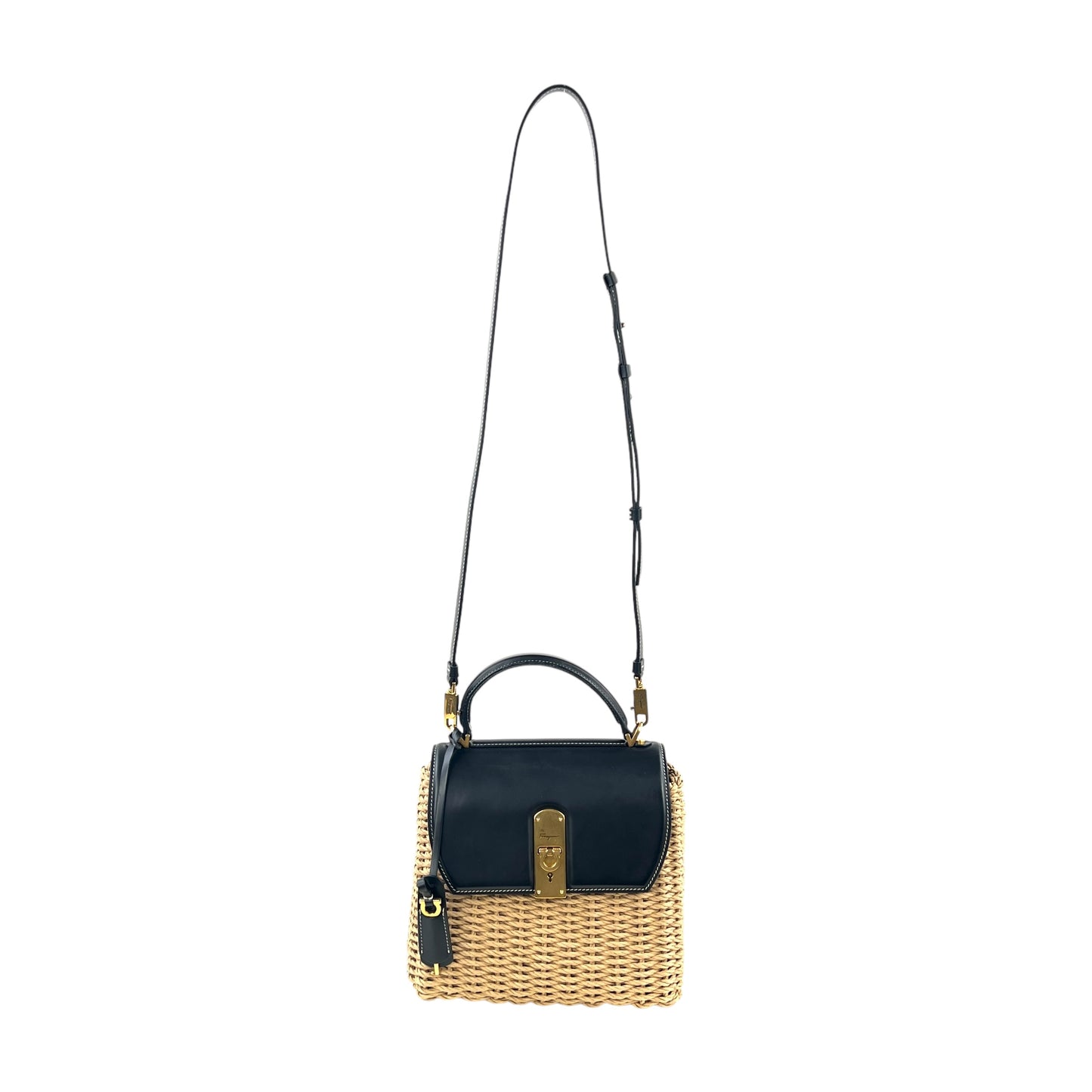 Ferragamo Wicker Top Handle Two-Way Bag