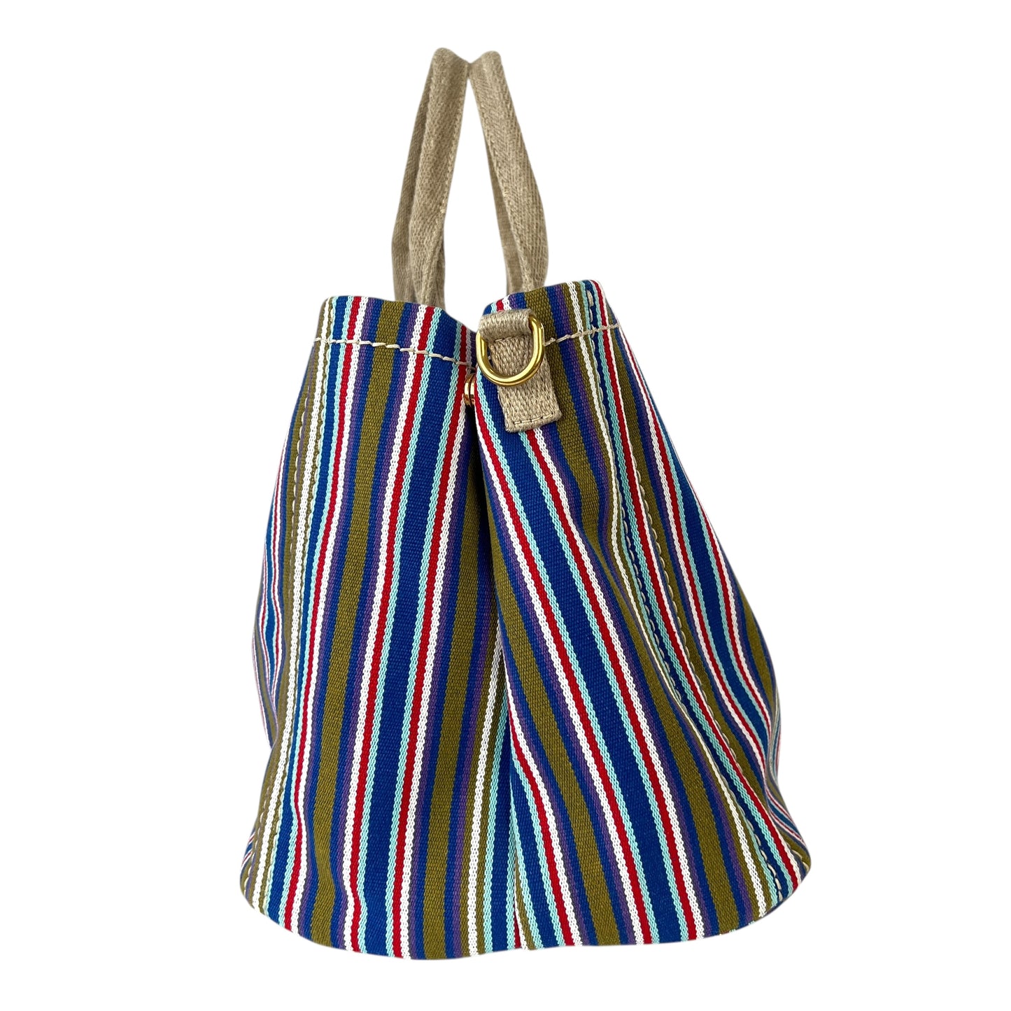 Prada Striped Canapa Tote Bag