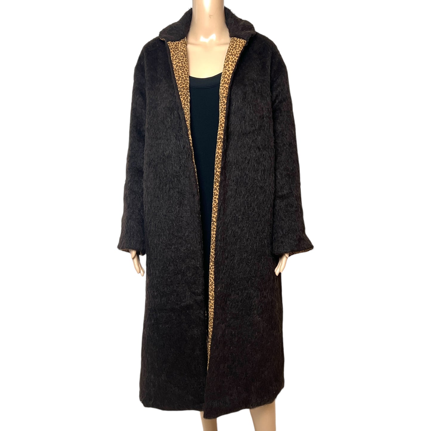 Bottega Veneta Vintage Leopard Print Alpaca Reversible Driving Coat