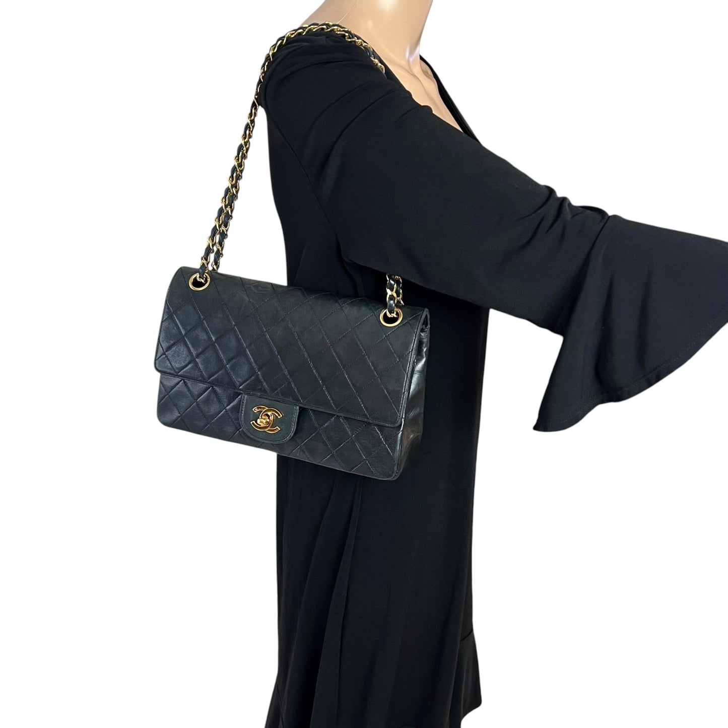 Chanel Vintage CC Double Flap Matelasse Lambskin Shoulder Bag