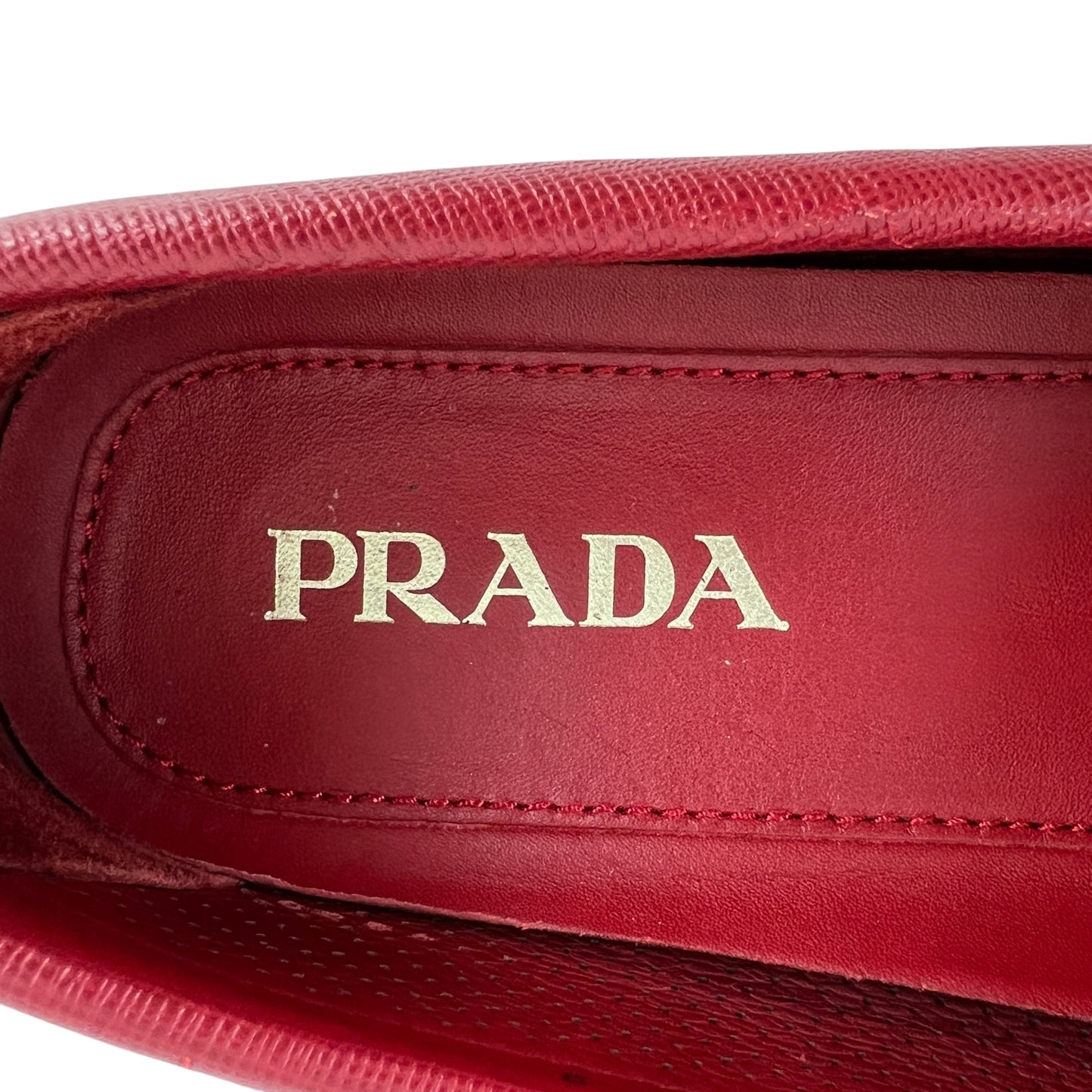 Prada Perforated Saffiano Leather Loafers