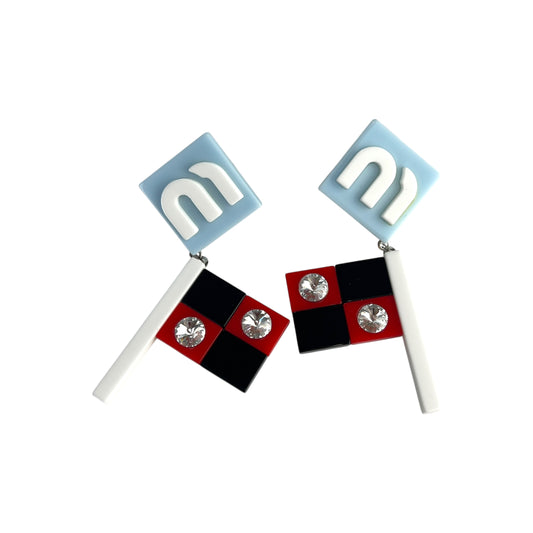 Miu Miu Racing Flag Earrings