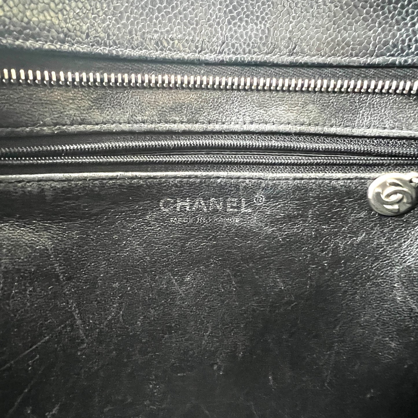 Chanel CC Caviar Leather Medallion Shoulder Bag