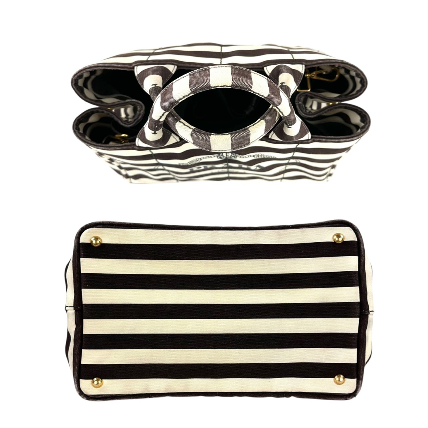 Prada Canapa Striped Two-Way Bag