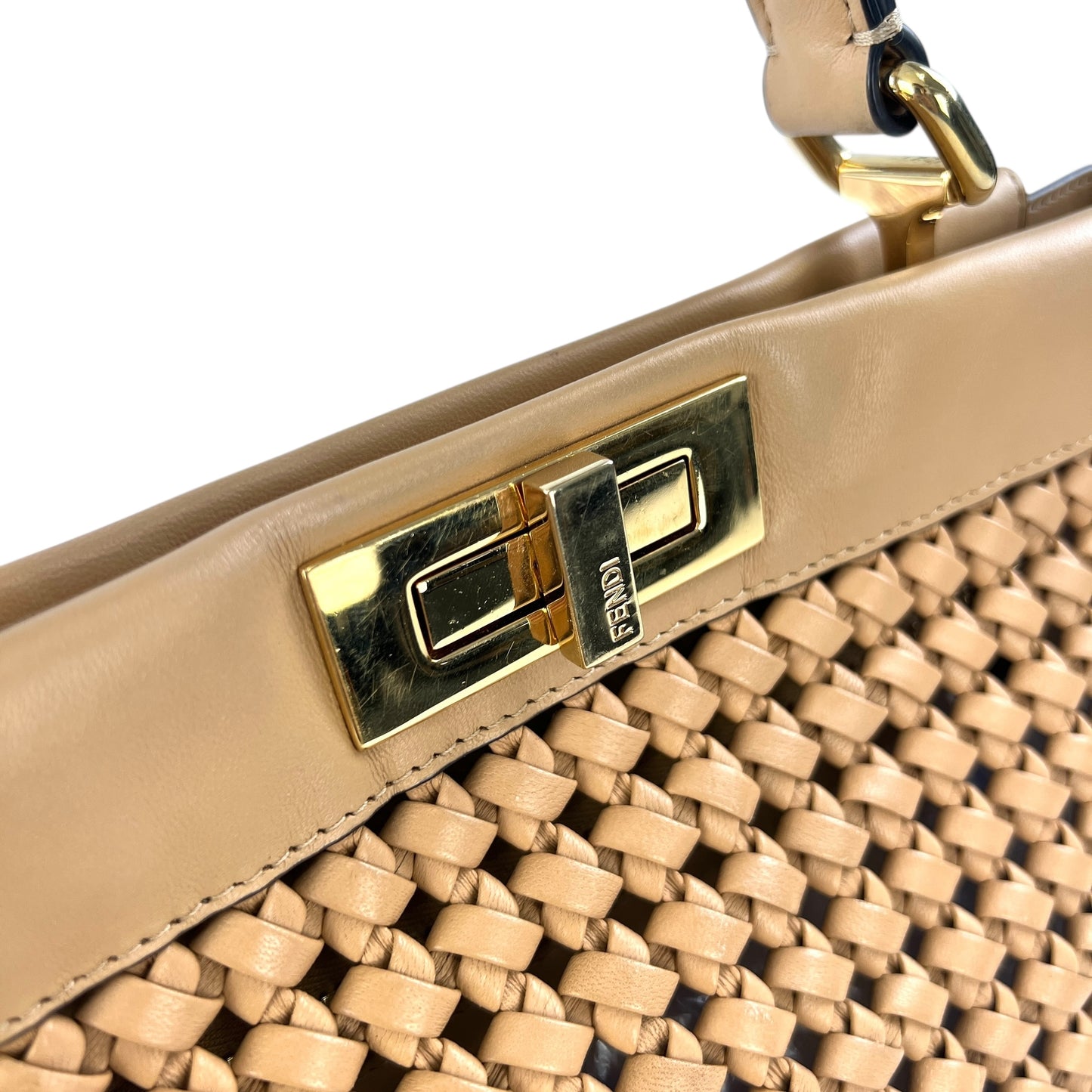 Fendi Peekaboo Interlace Leather Handbag