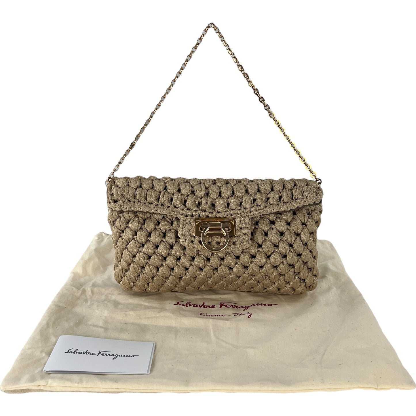 Ferragamo Puff Stitch Two-Way Chain Shoulder Bag