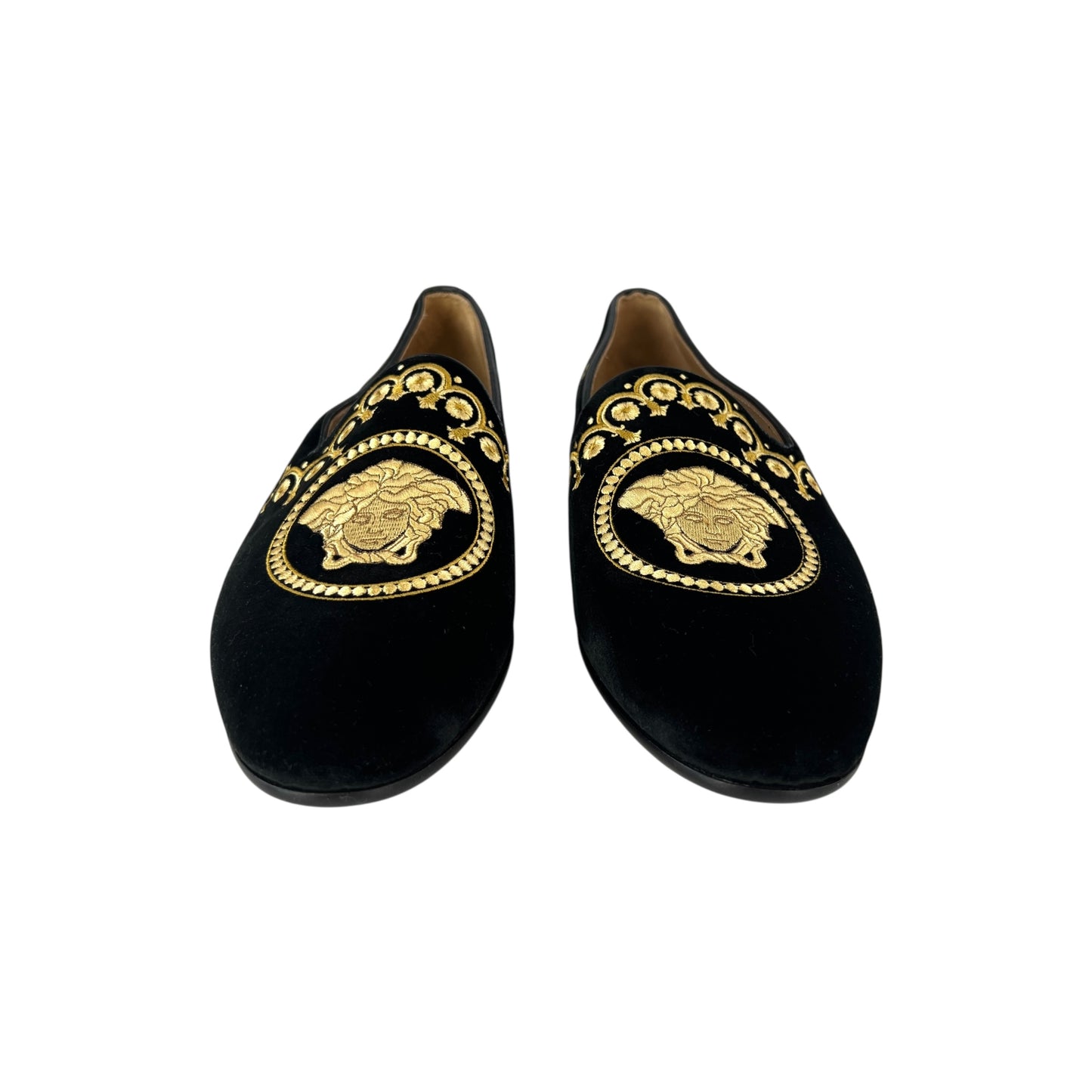 Versace Medusa Embroidered Velvet Loafers