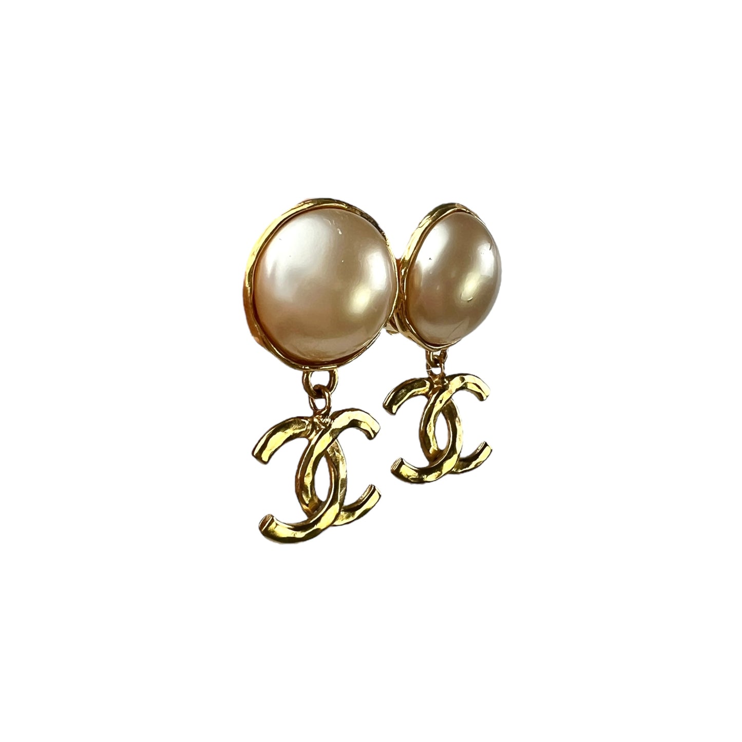 Chanel Vintage CC Faux Pearl Earrings