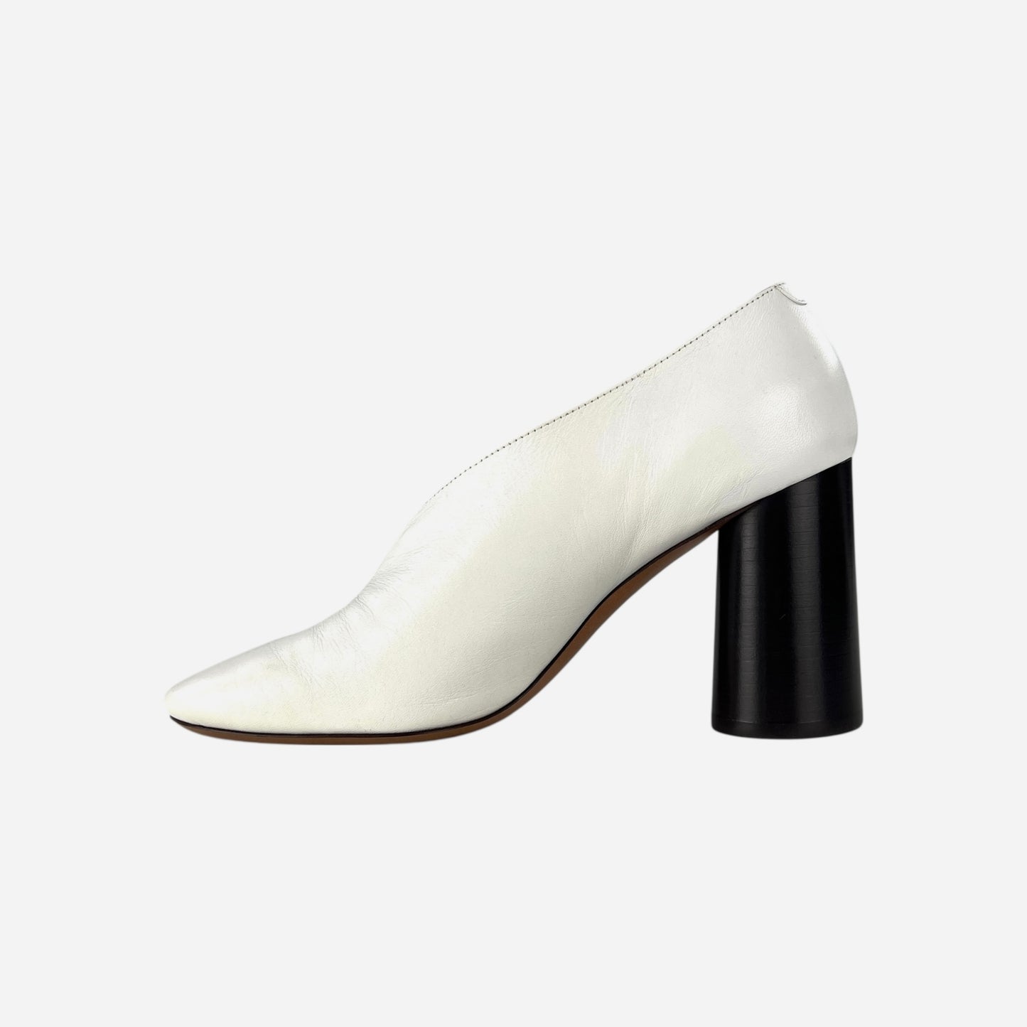 Celine White Block Heels