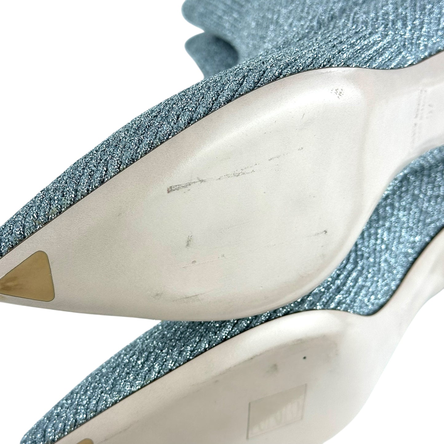 Miu Miu Silver Rhinestone Sock Heeled Boots