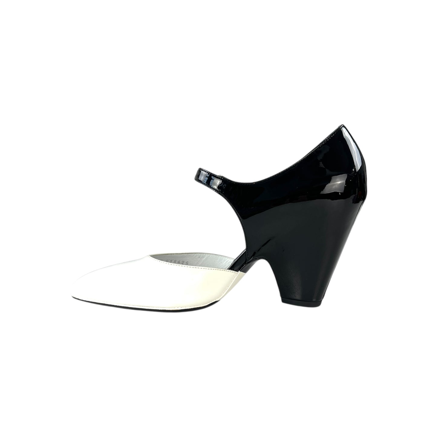 Chanel CC Black & White Patent Leather Pumps