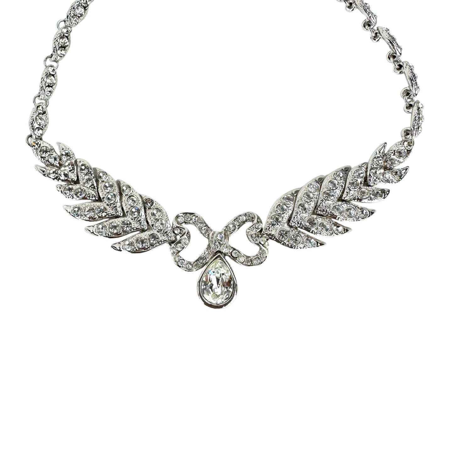 YSL Vintage Rhinestone Bow Necklace