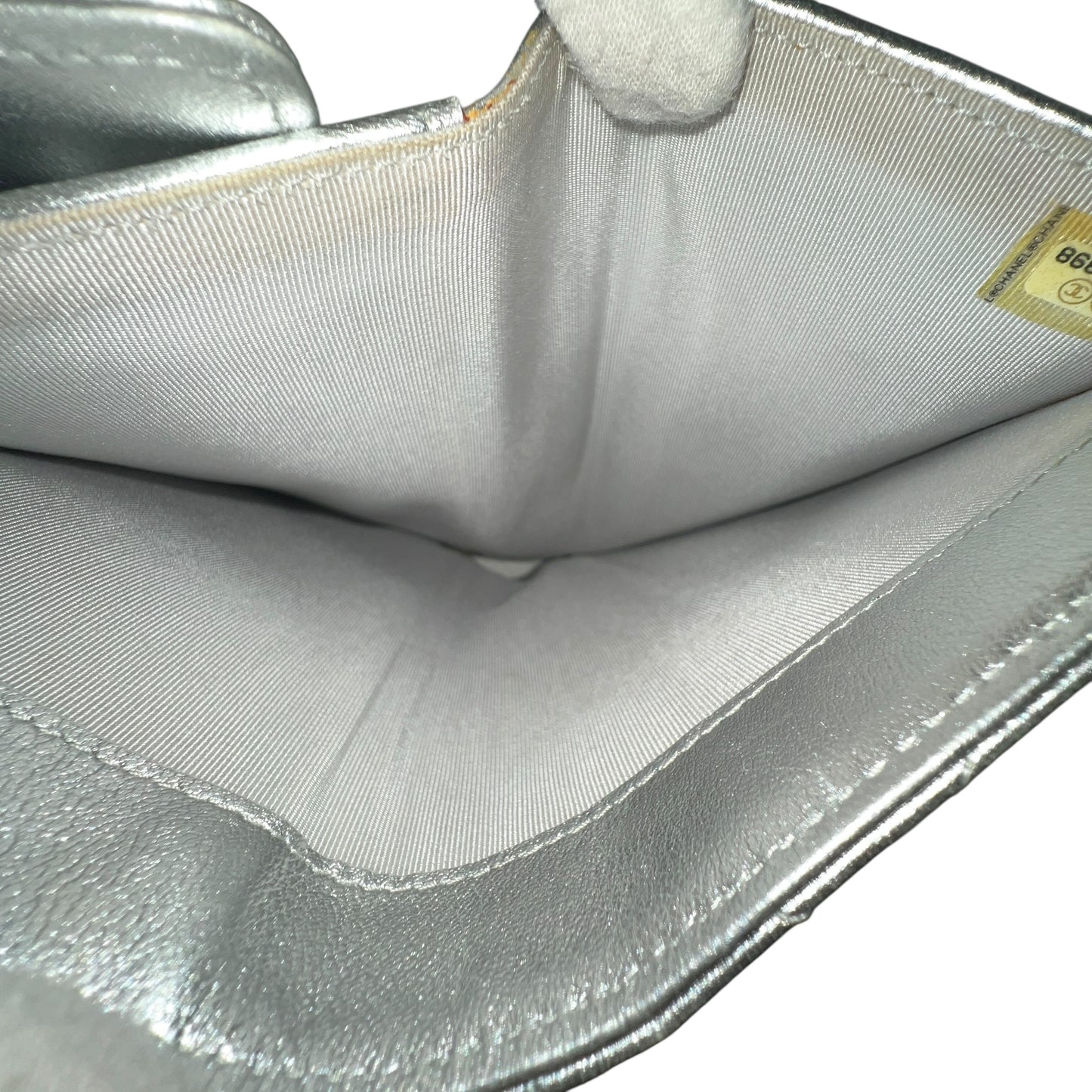 Chanel Matelasse Lambskin Silver Wallet