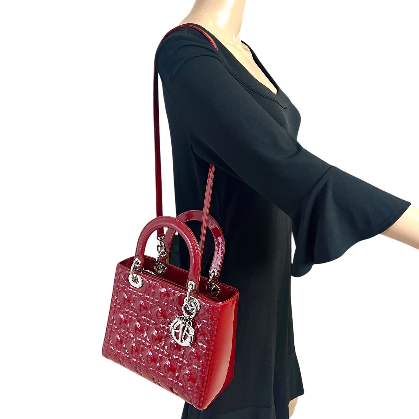 Dior Lady Dior Patent Leather Two-Way Bag