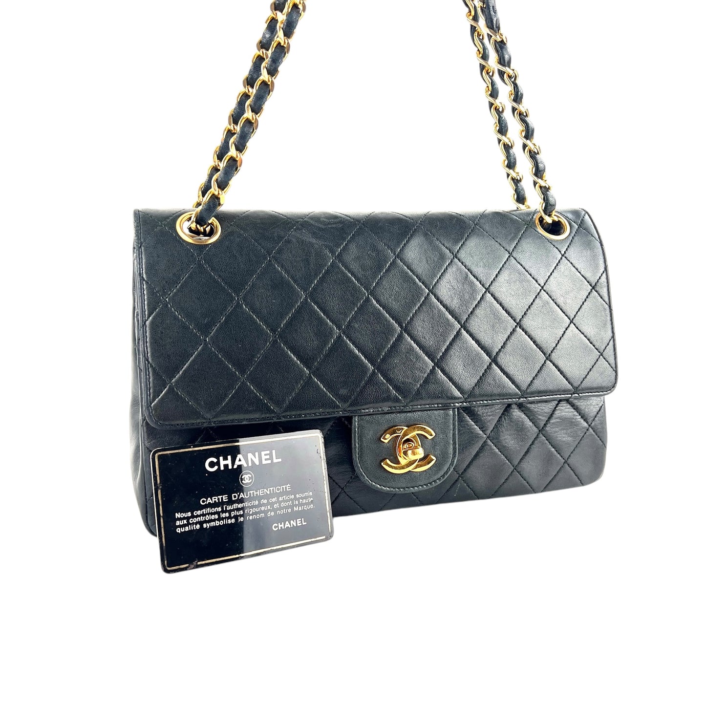 Chanel Vintage CC Double Flap Matelasse Lambskin Shoulder Bag