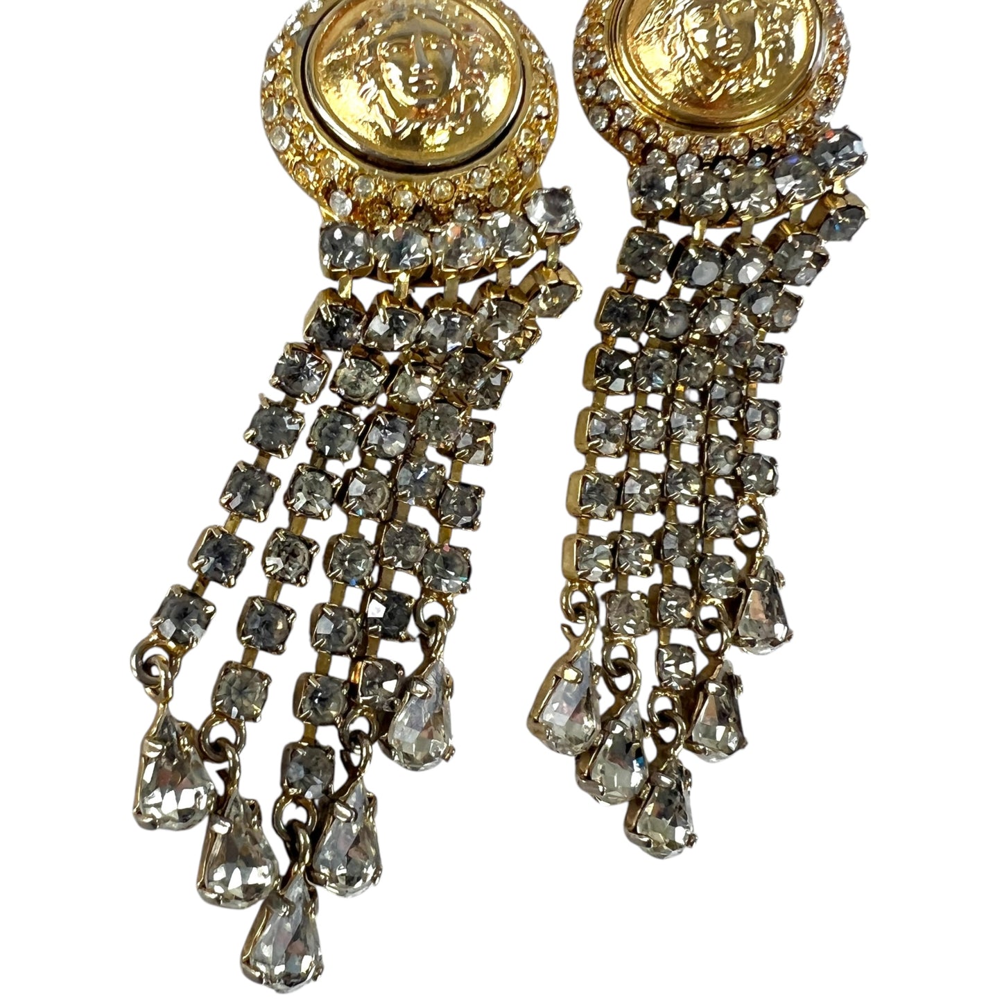 Versace Vintage Medusa Rhinestone Earrings