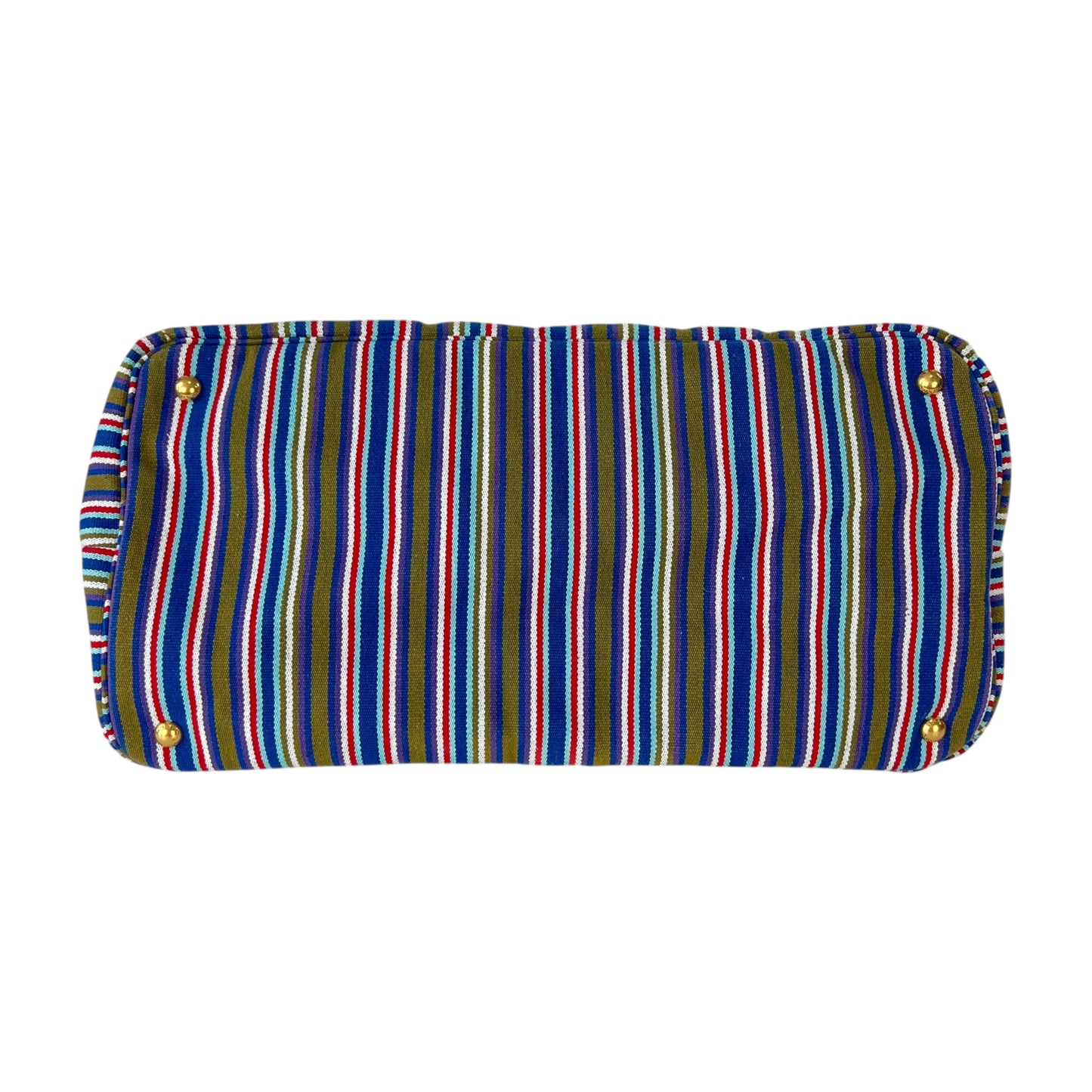 Prada Striped Canapa Tote Bag