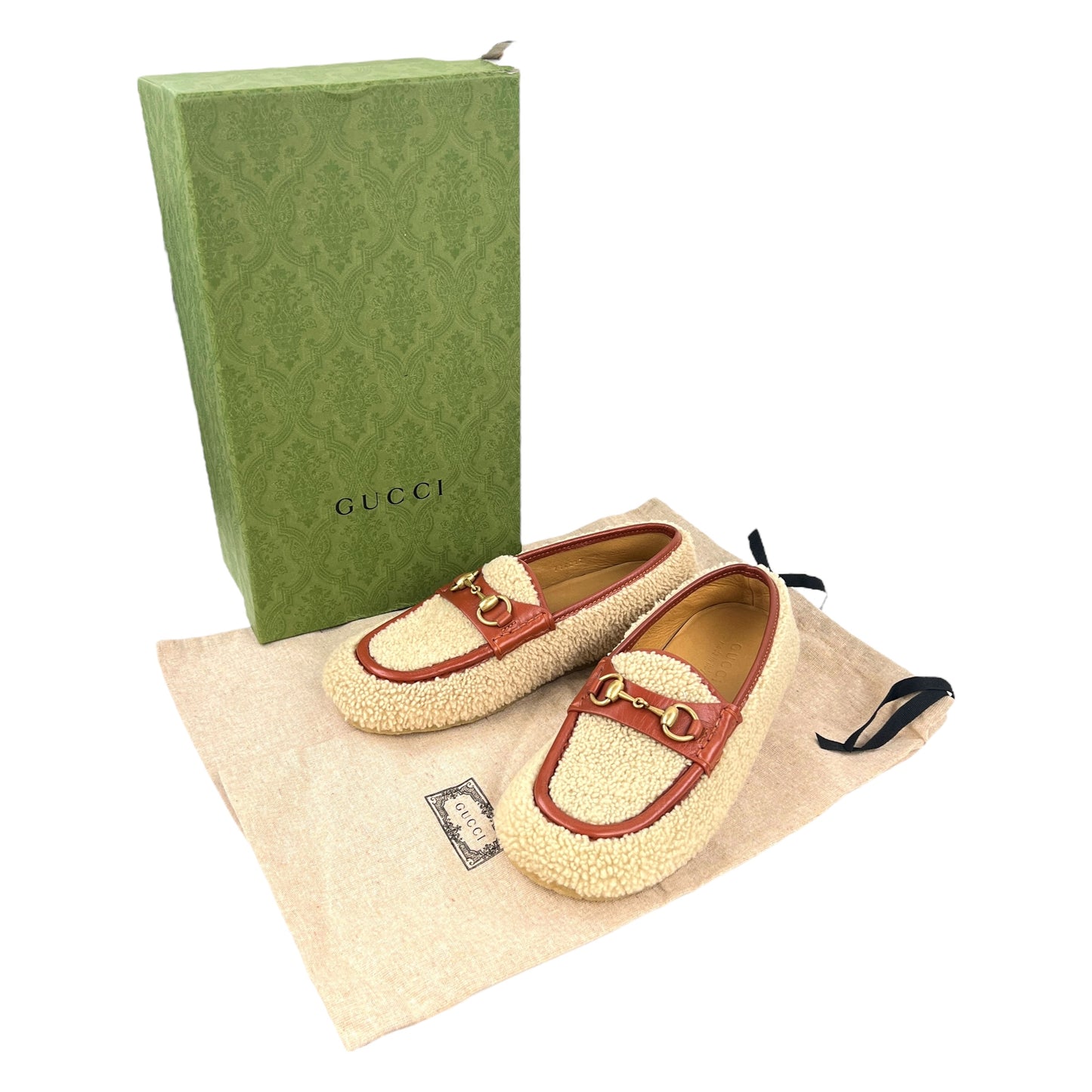 Gucci Horsebit Shearling Slippers