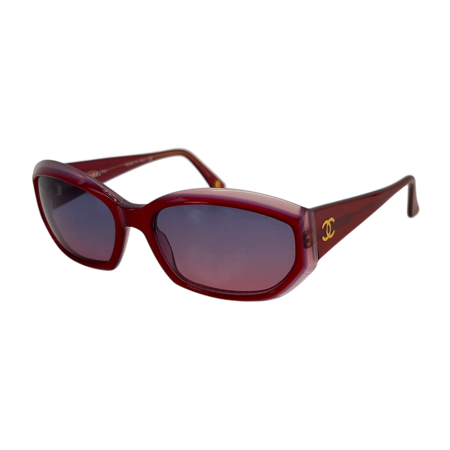 Chanel CC Red Acrylic Sunglasses
