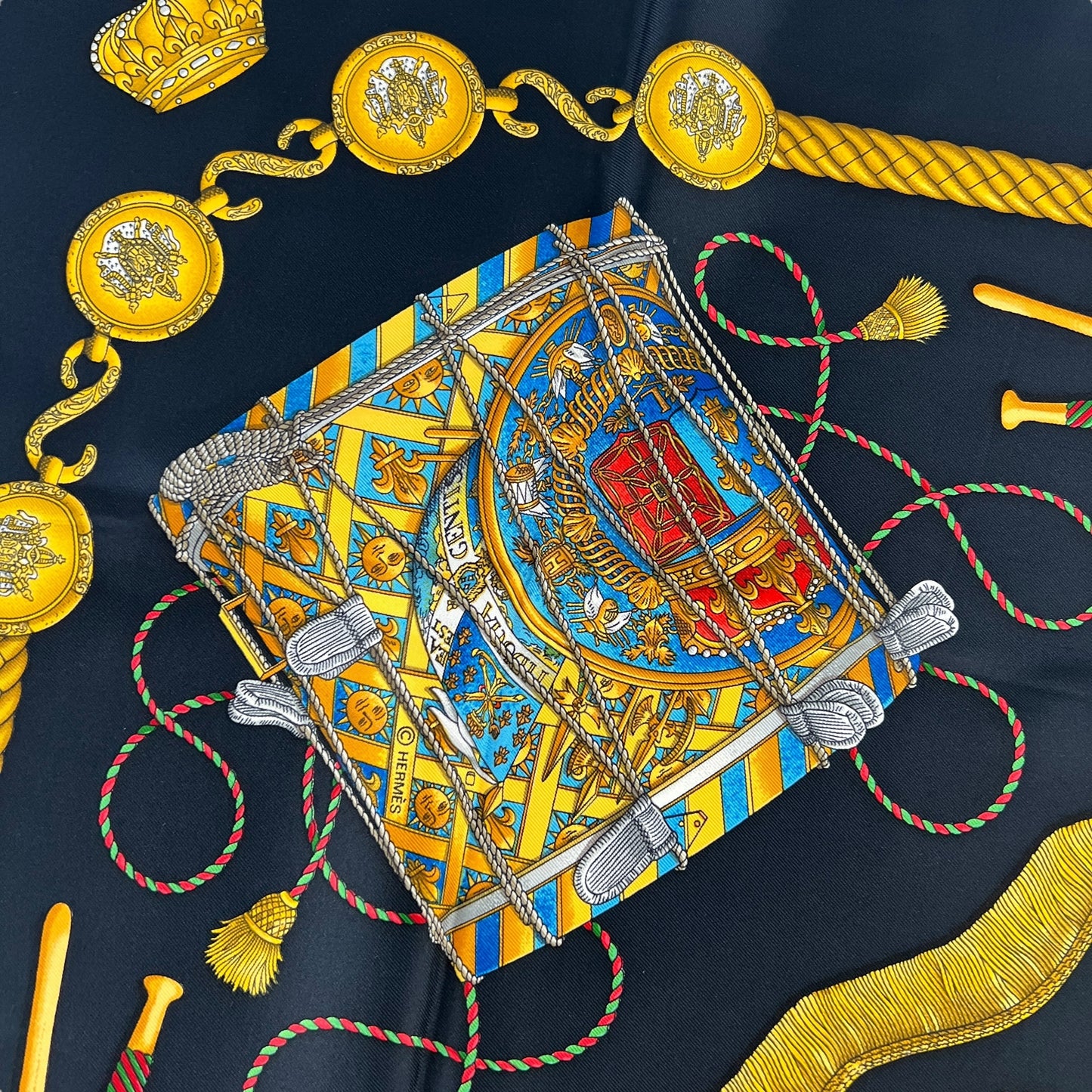 Hermès Les Tambours Silk Scarf