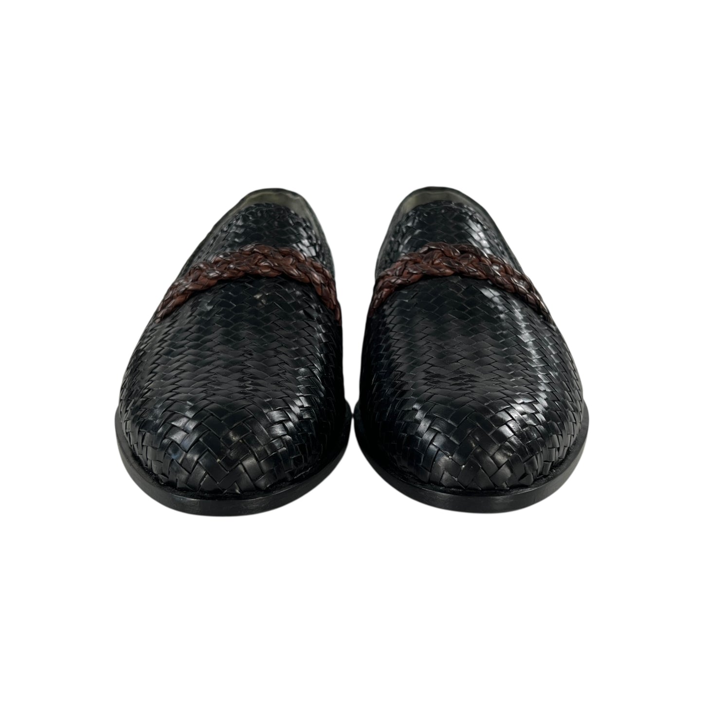 Versace Vintage Leather Woven Loafers