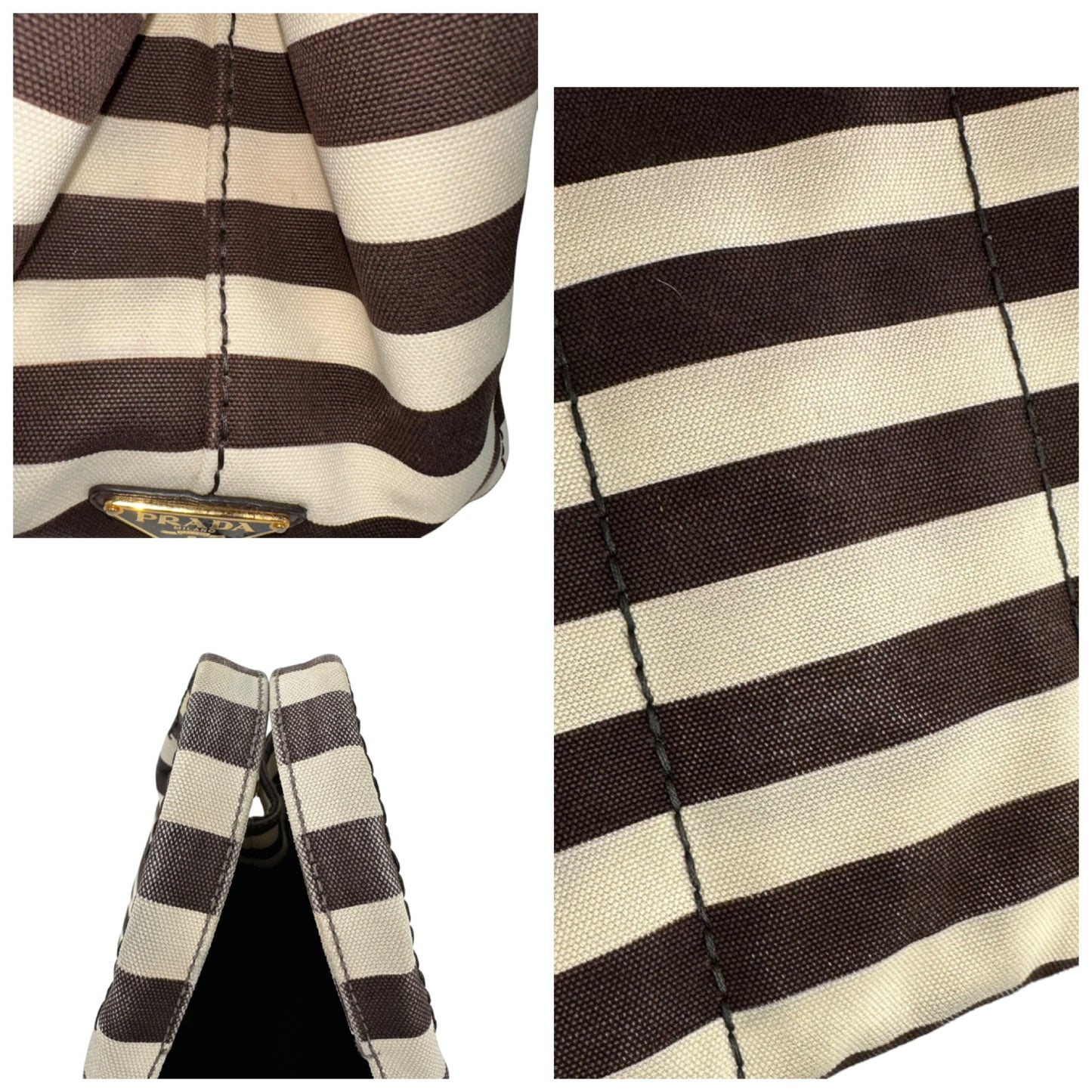 Prada Canapa Striped Two-Way Bag