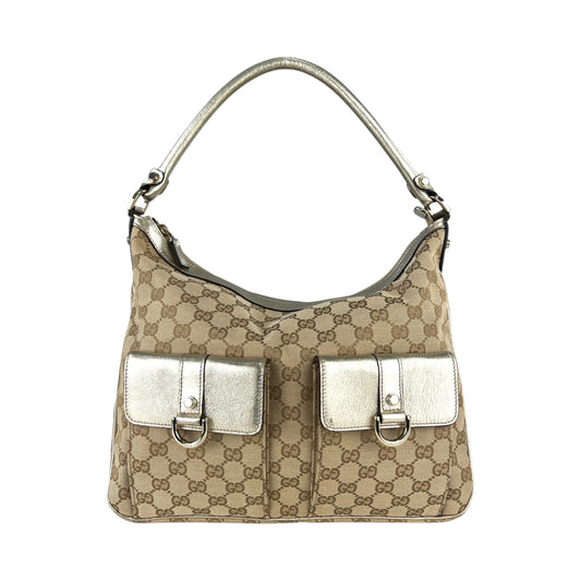 Gucci Monogram Metallic Leather Hobo Bag