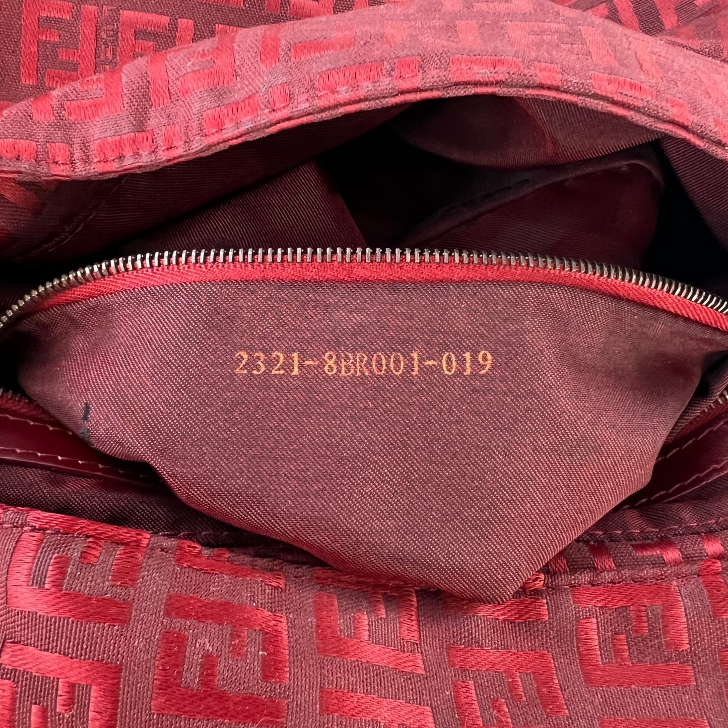 Fendi Zucchino Red Mama Baguette Bag
